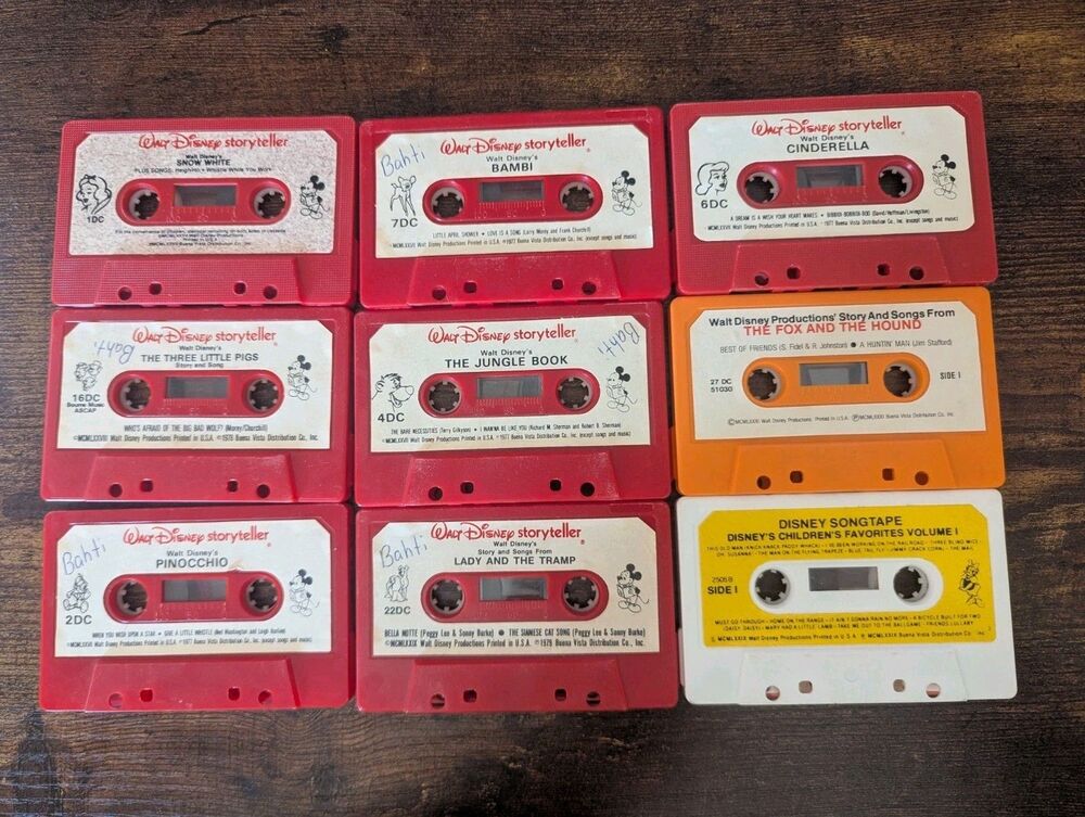 LOT of 9 VTG Disney Story & Songs Audio Cassette Tapes Nostalgia Kidcore 70s EUC